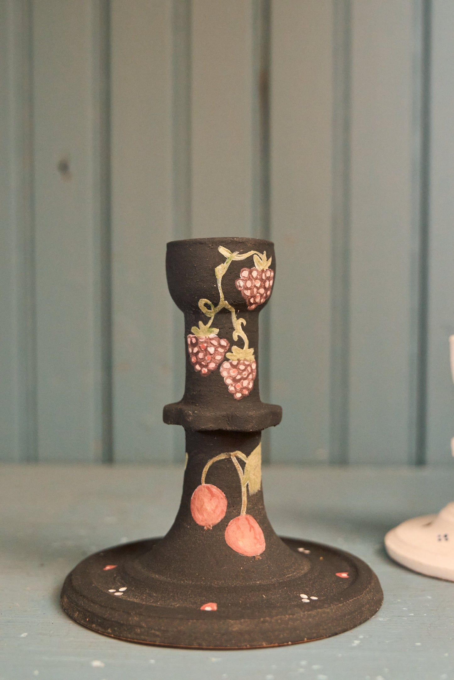 Tall Black Terracotta Candlestick