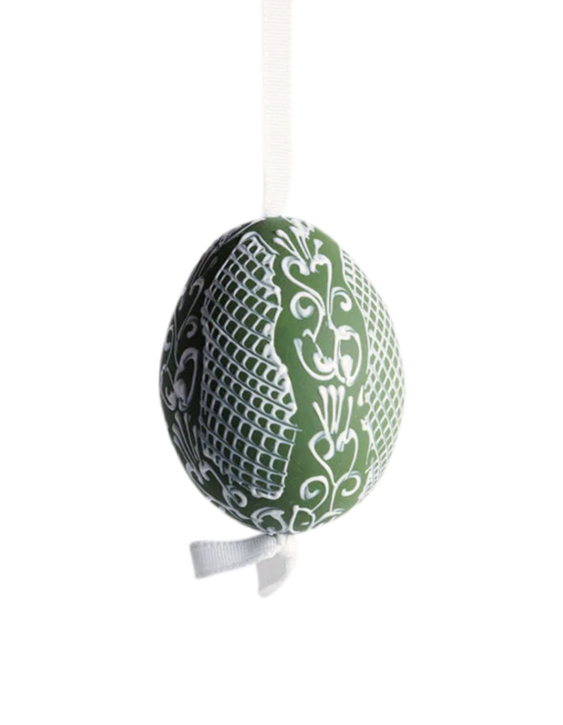 Green and White Lace Egg Ornament