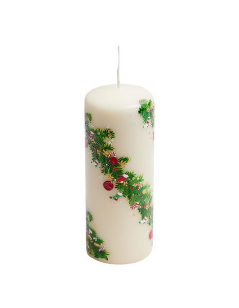 HOLLY AND BELLS<br> PILLAR CANDLE<br> MOLD (5.5 HT, 1 lb 6 oz)