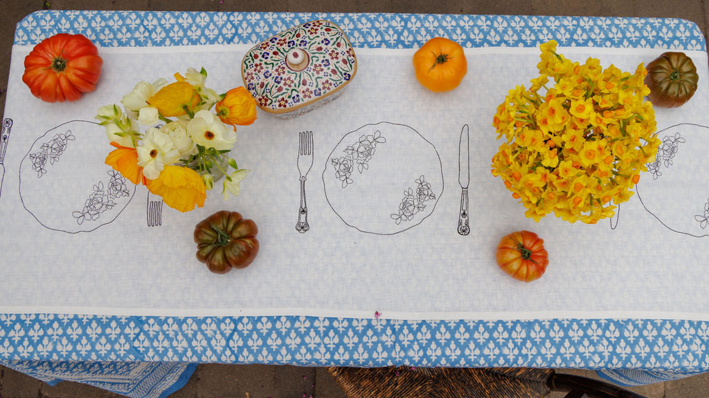 Silver Service Embroidered Table Runner